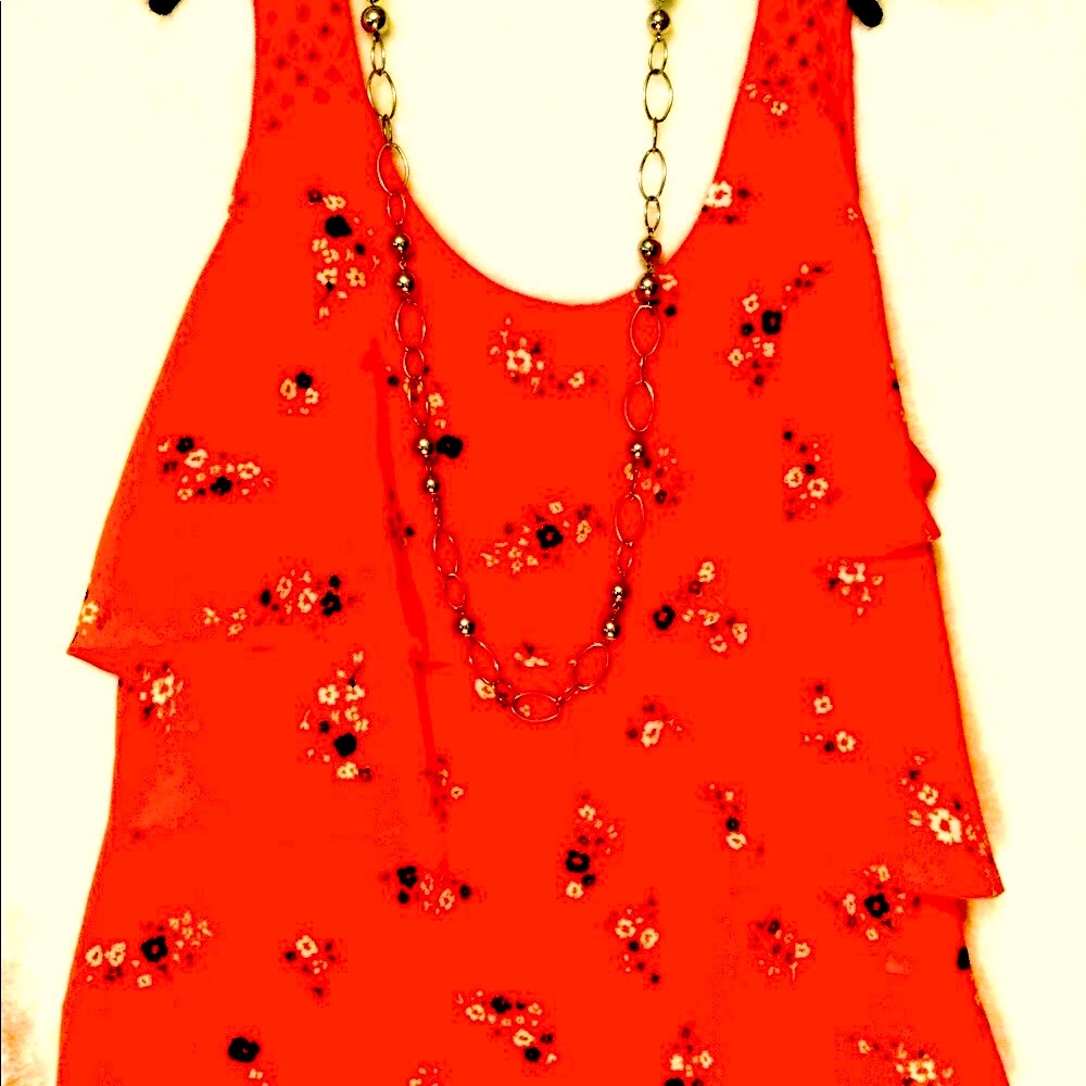 NWOT-BRIGHT CORAL RUFFLED CAMISOLE-NWOT